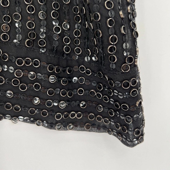 Eileen Fisher Silk Sequin Beaded Tank Top Holiday Party Blouse Black Size Small - Picture 2 of 12